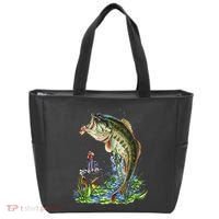 Fishing Graphic Large Mouth Bass Fish Tote Bag thumb 0