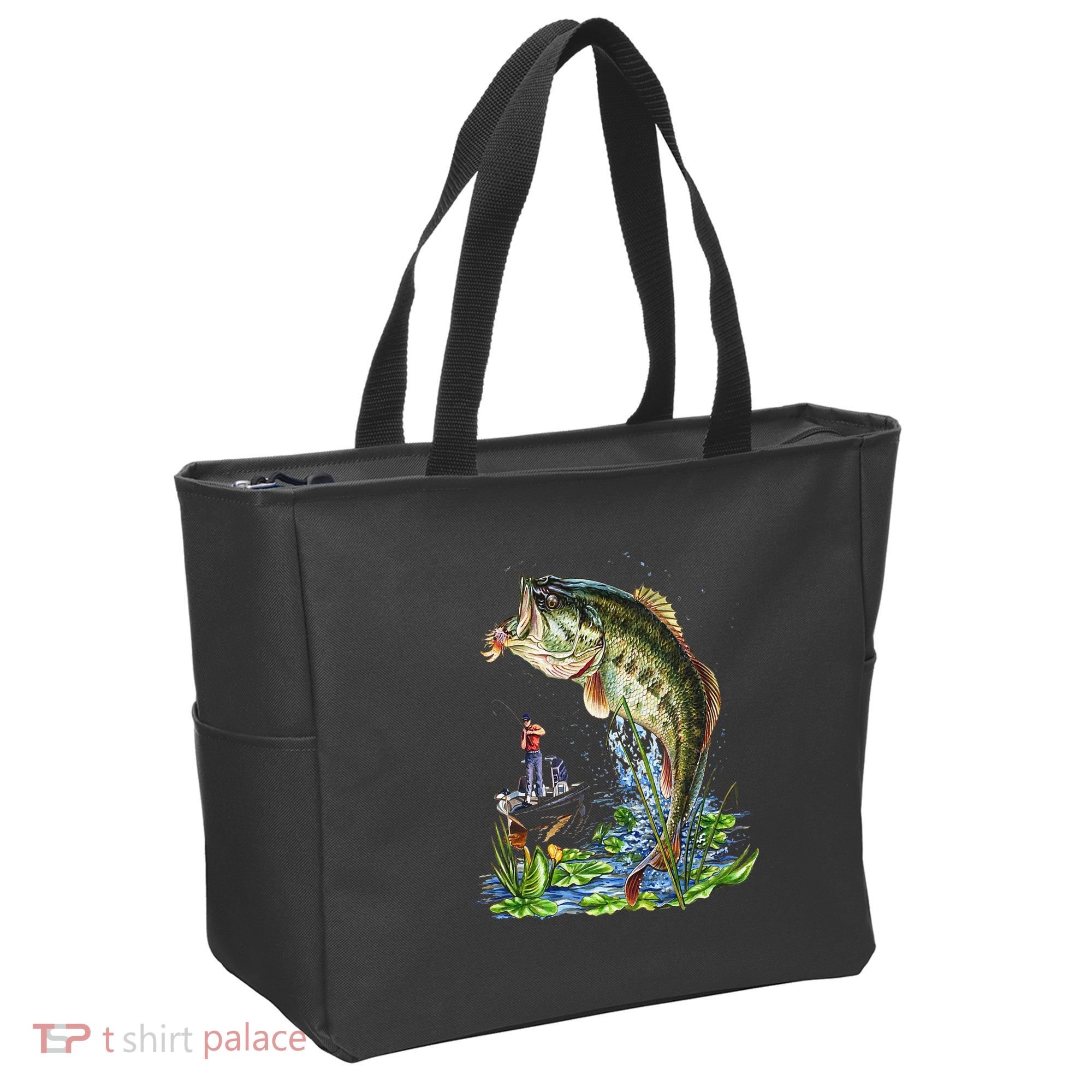 Fishing Graphic Large Mouth Bass Fish Tote Bag