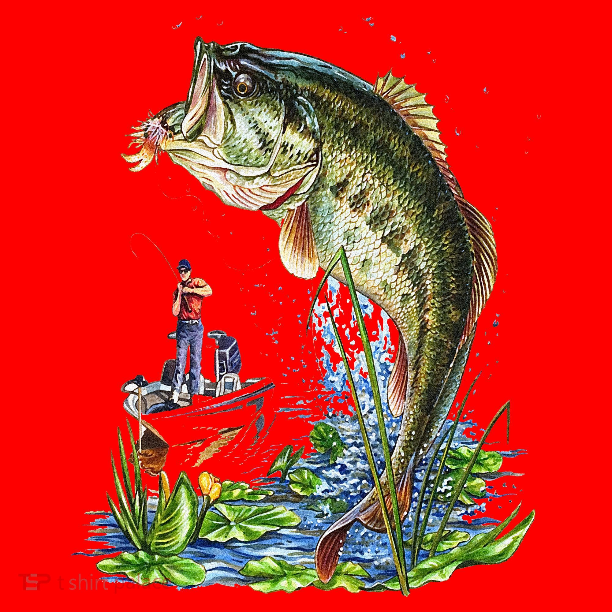 Fishing Graphic Large Mouth Bass Fish Santa Hat