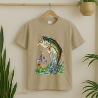 Fishing Graphic Large Mouth Bass Fish T-Shirt thumb 2