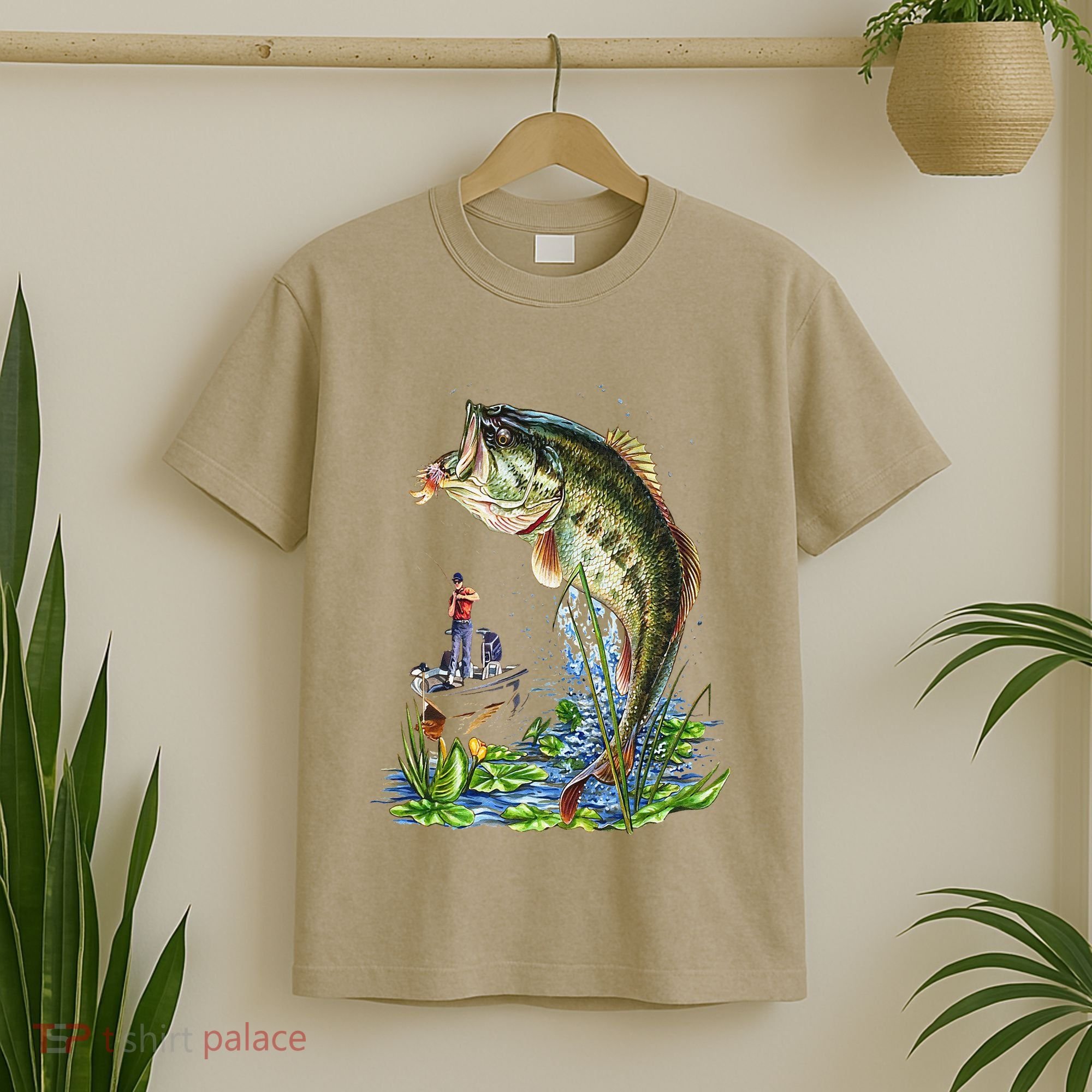 Fishing Graphic Large Mouth Bass Fish T-Shirt
