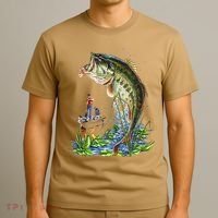 Fishing Graphic Large Mouth Bass Fish T-Shirt thumb 3