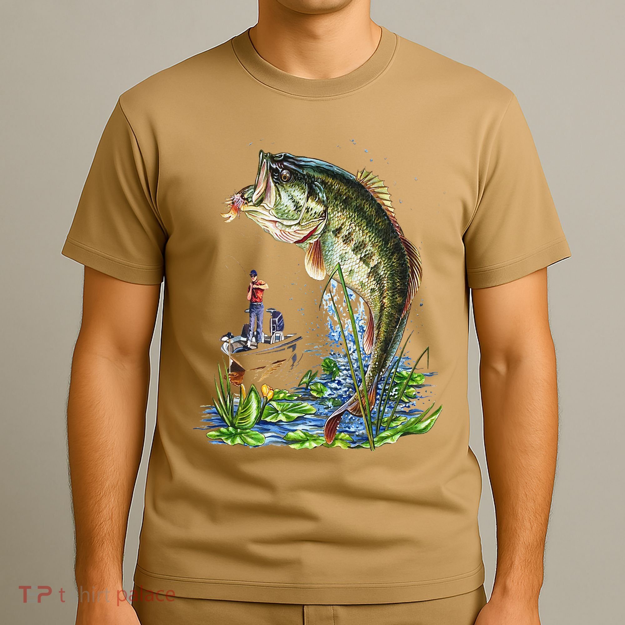 Fishing Graphic Large Mouth Bass Fish T-Shirt
