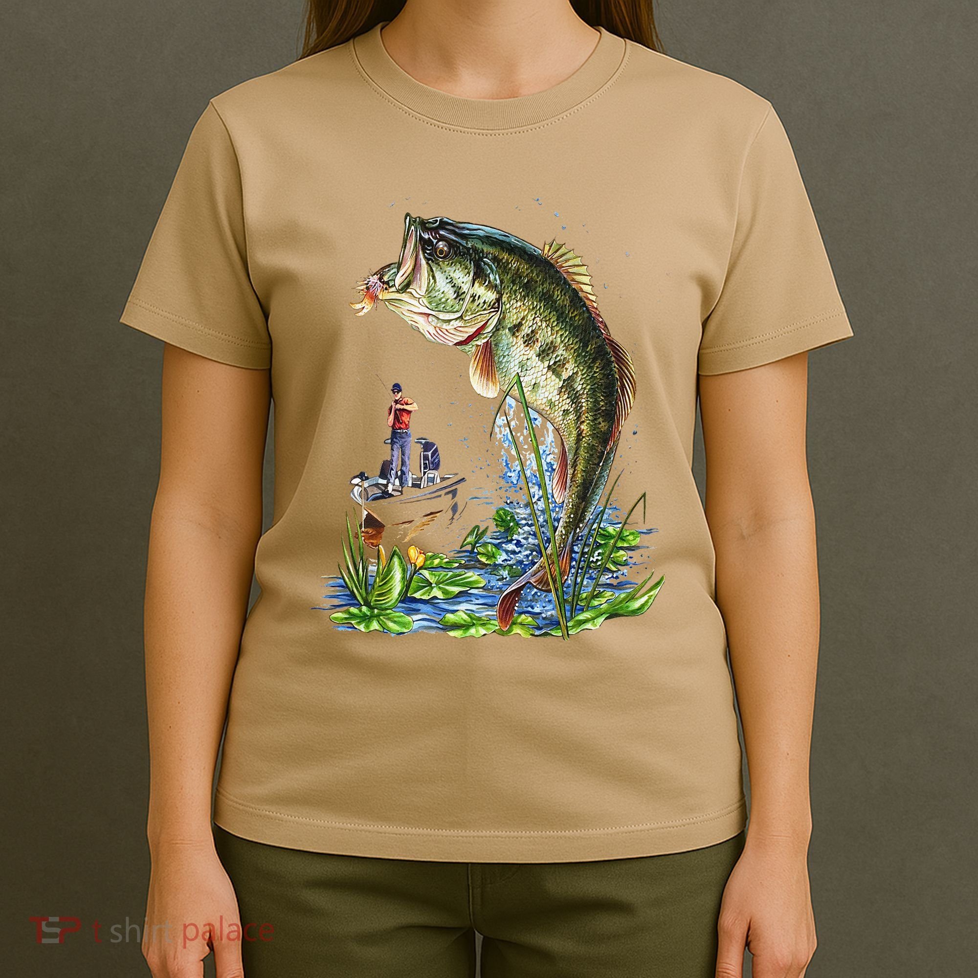 Fishing Graphic Large Mouth Bass Fish T-Shirt