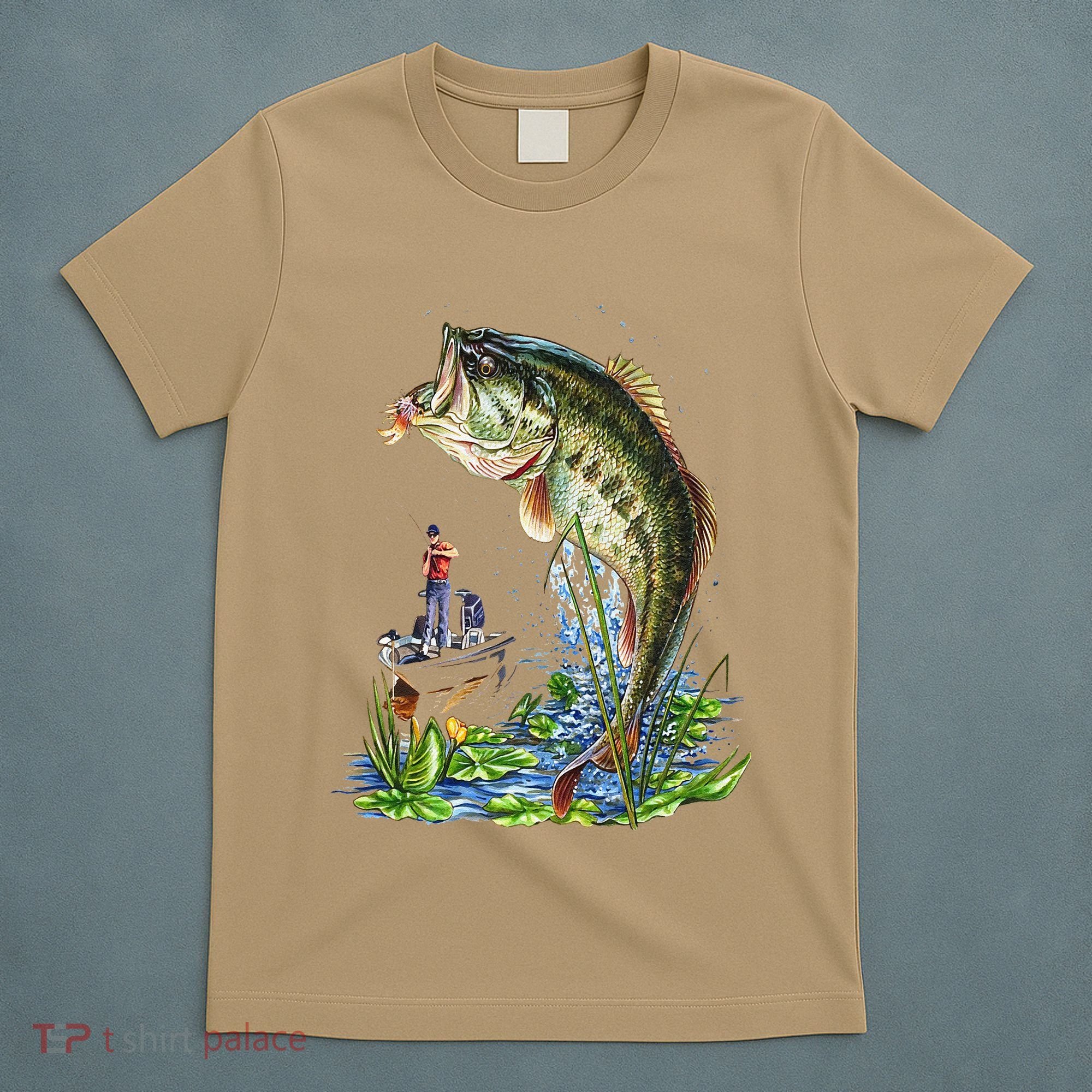 Fishing Graphic Large Mouth Bass Fish T-Shirt
