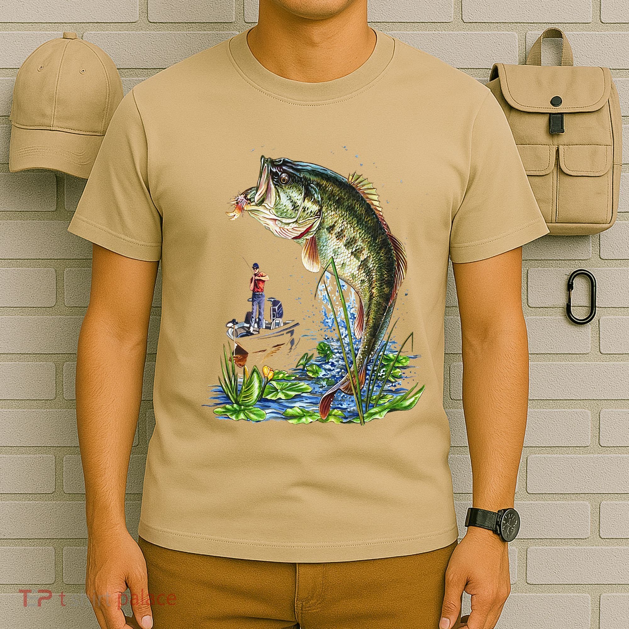 Fishing Graphic Large Mouth Bass Fish T-Shirt