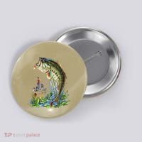 Fishing Graphic Large Mouth Bass Fish Button thumb 0