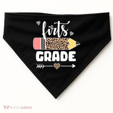 First Grade Leopard Pencil 1st Grader Students Teachers USA-Made Doggie Bandana