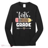 First Grade Leopard Pencil 1st Grader Students Teachers Long Sleeve Shirt thumb 0