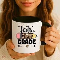 First Grade Leopard Pencil 1st Grader Students Teachers Coffee Mug thumb 3