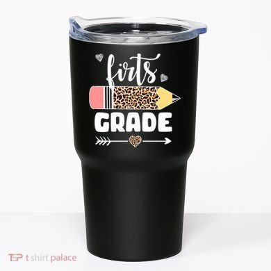 First Grade Leopard Pencil 1st Grader Students Teachers Tumbler