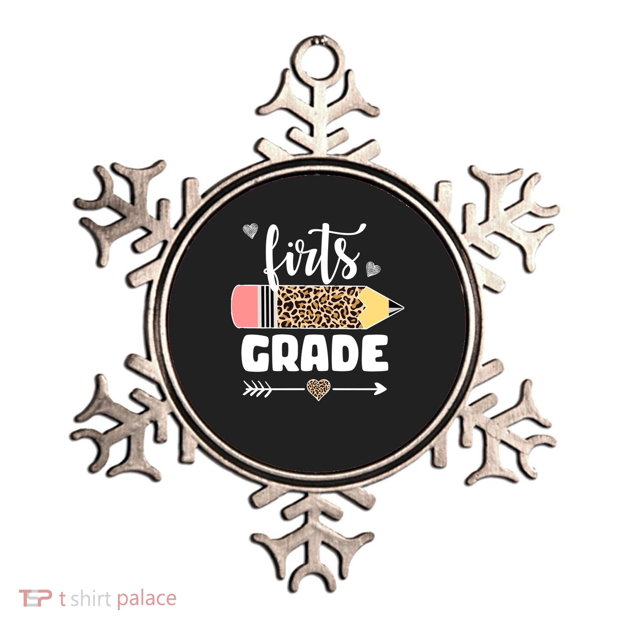 First Grade Leopard Pencil 1st Grader Students Teachers Ornament