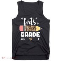 First Grade Leopard Pencil 1st Grader Students Teachers Tank Top thumb 0