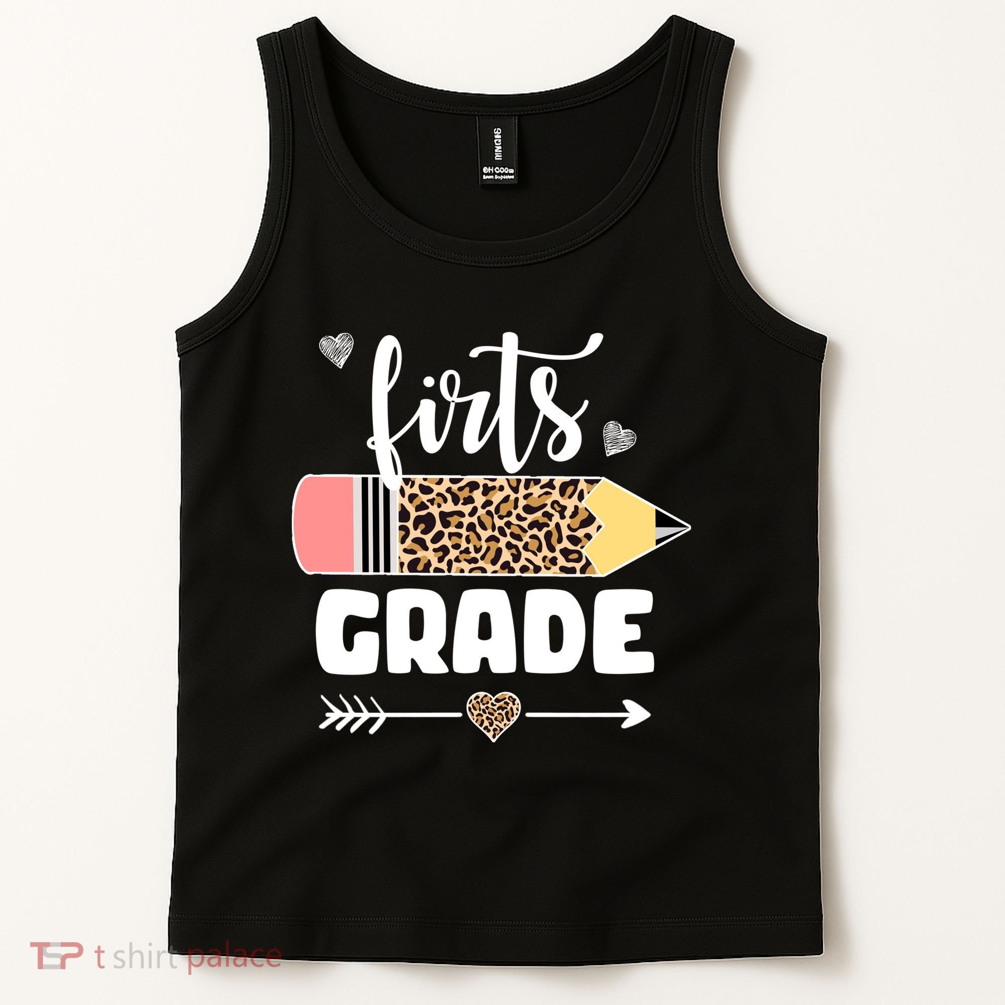 First Grade Leopard Pencil 1st Grader Students Teachers Tank Top
