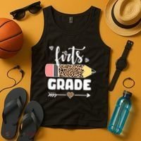 First Grade Leopard Pencil 1st Grader Students Teachers Tank Top thumb 4