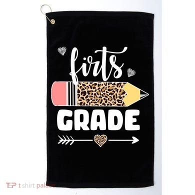 First Grade Leopard Pencil 1st Grader Students Teachers Golf Towel