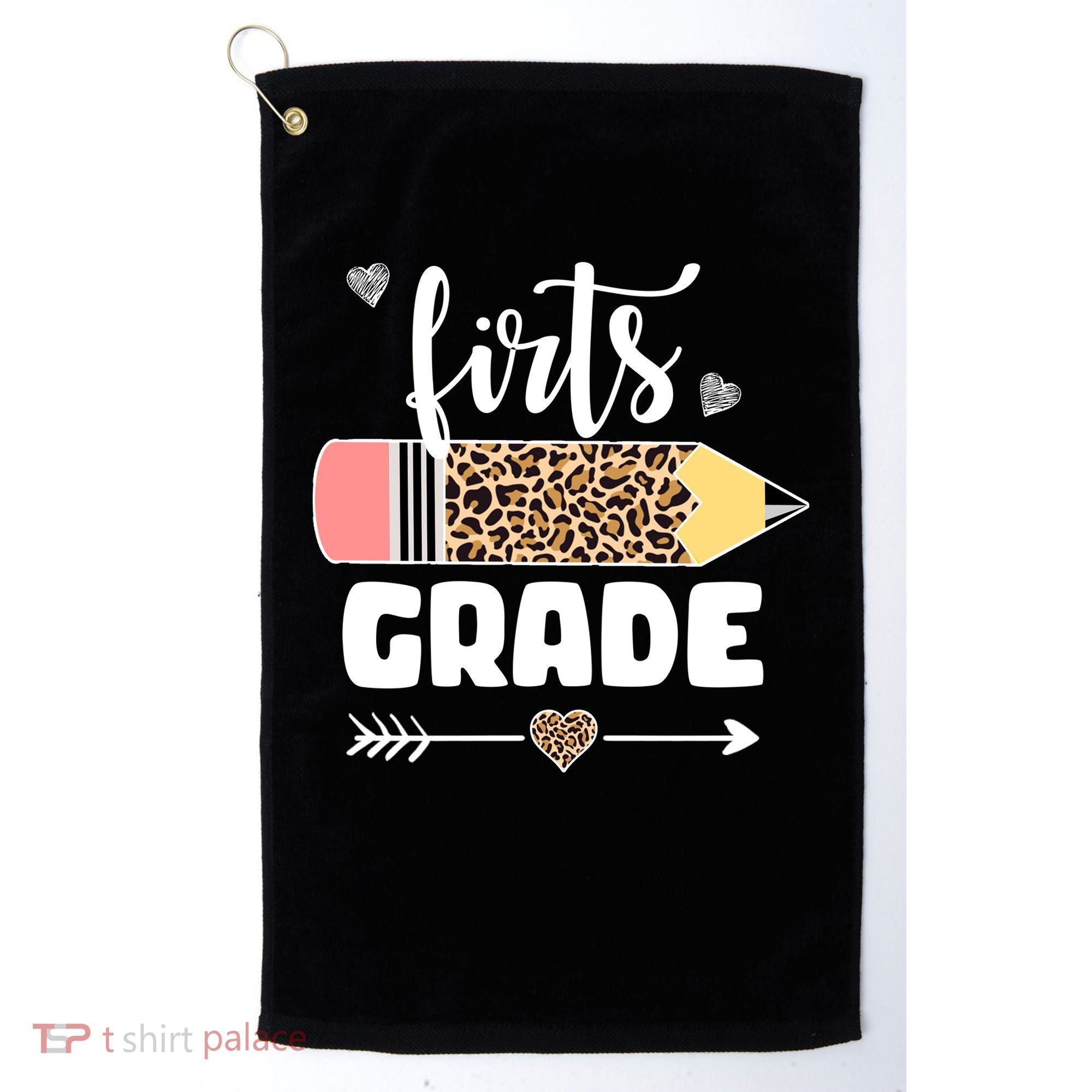 First Grade Leopard Pencil 1st Grader Students Teachers Golf Towel
