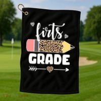 First Grade Leopard Pencil 1st Grader Students Teachers Golf Towel thumb 1