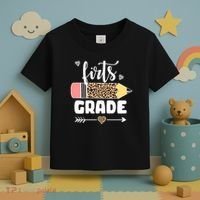 First Grade Leopard Pencil 1st Grader Students Teachers Toddler T-Shirt thumb 3