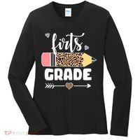 First Grade Leopard Pencil 1st Grader Students Teachers Women's Long Sleeve Shirt thumb 0