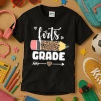 First Grade Leopard Pencil 1st Grader Students Teachers Kids T-Shirt thumb 3