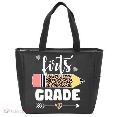 First Grade Leopard Pencil 1st Grader Students Teachers Tote Bag
