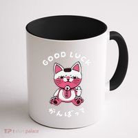 Funny Good Luck Japanese Cat Turbo Granny Yokai Cat Sarcasm Coffee Mug thumb 1