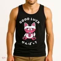 Funny Good Luck Japanese Cat Turbo Granny Yokai Cat Sarcasm Tank Top thumb 3