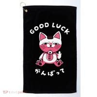 Funny Good Luck Japanese Cat Turbo Granny Yokai Cat Sarcasm Golf Towel thumb 0