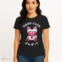 Funny Good Luck Japanese Cat Turbo Granny Yokai Cat Sarcasm Women's T-Shirt thumb 4