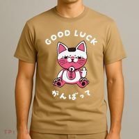 Funny Good Luck Japanese Cat Turbo Granny Yokai Cat Sarcasm T-Shirt thumb 3