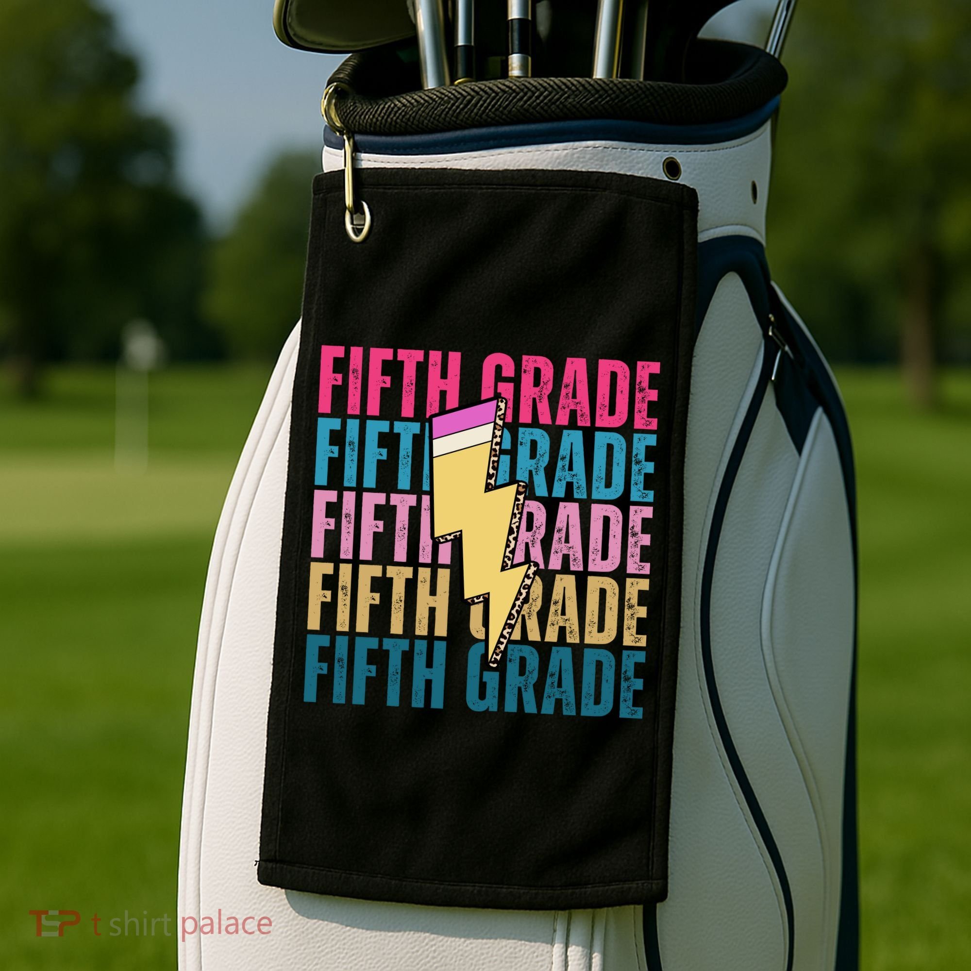 Fifth Grade Lightning Pencil Back To School Golf Towel
