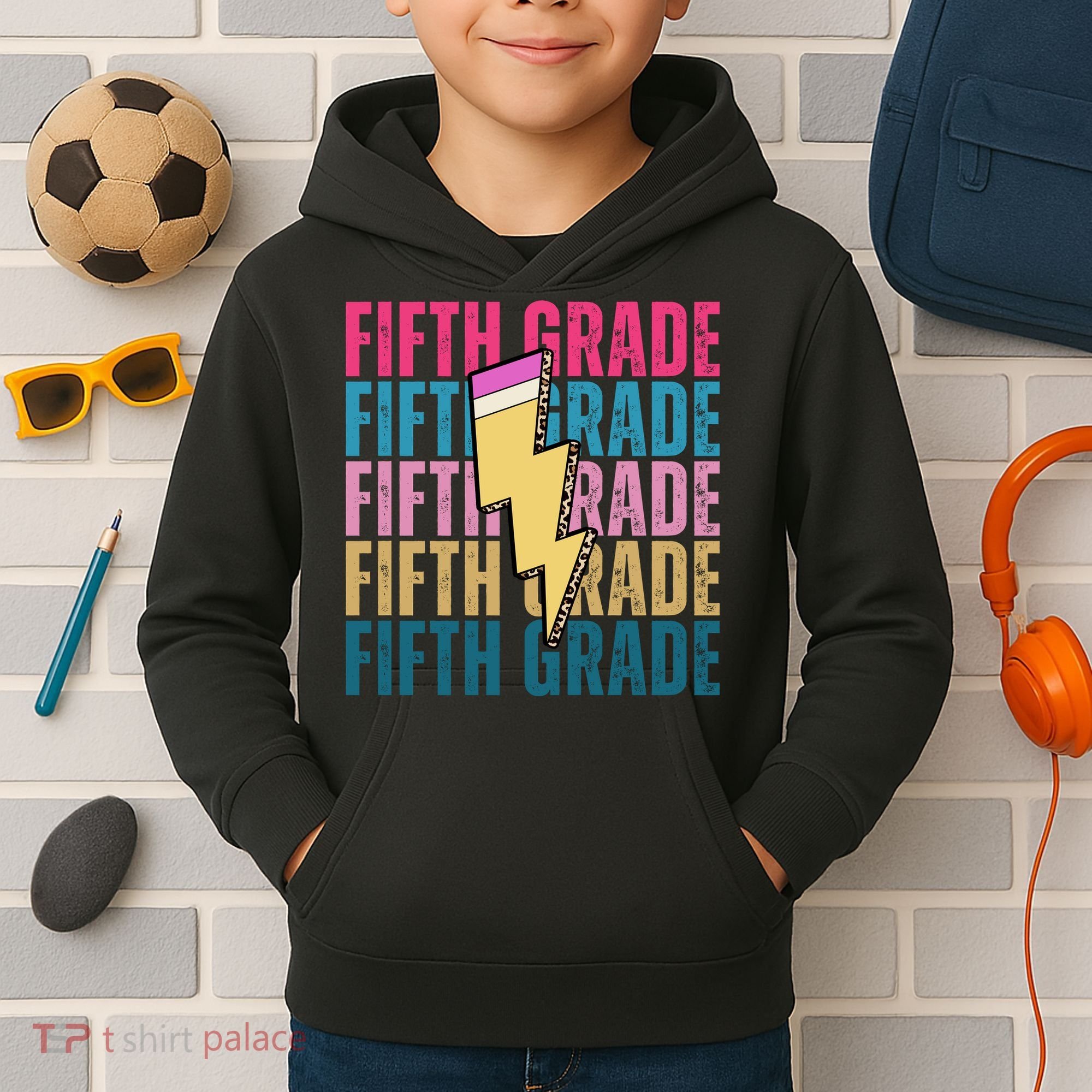 Fifth Grade Lightning Pencil Back To School Kids Hoodie