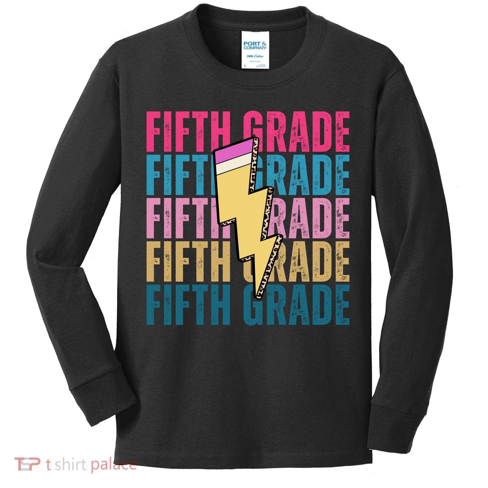Fifth Grade Lightning Pencil Back To School Kids Long Sleeve Shirt