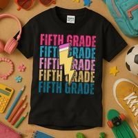 Fifth Grade Lightning Pencil Back To School Kids T-Shirt thumb 3