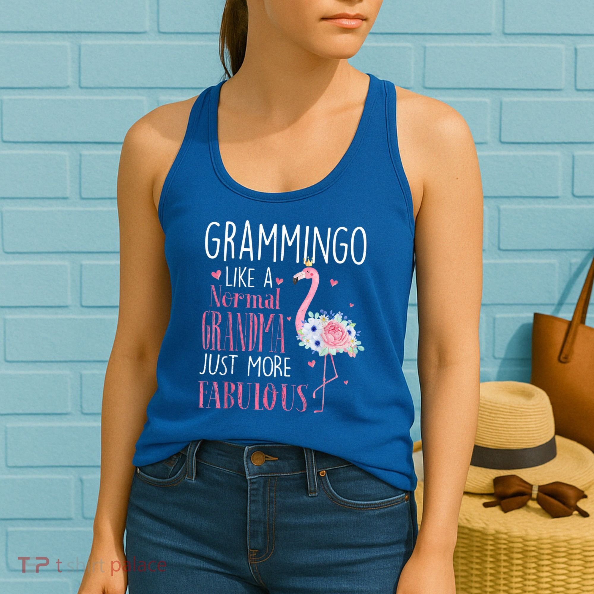 Flamingo Grammingo Like A Normal Grandma Gift Funny Grandma Cute Gift Women's Tank Top
