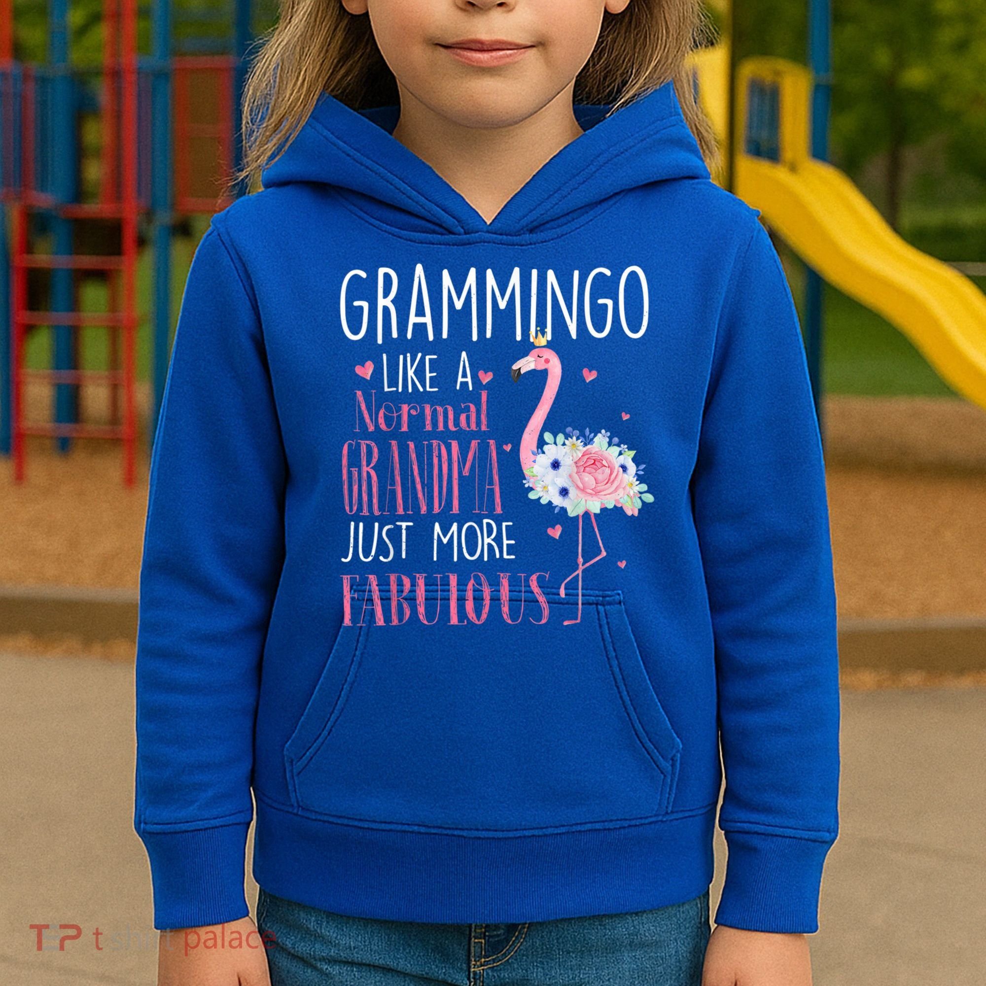 Flamingo Grammingo Like A Normal Grandma Gift Funny Grandma Cute Gift Kids Hoodie