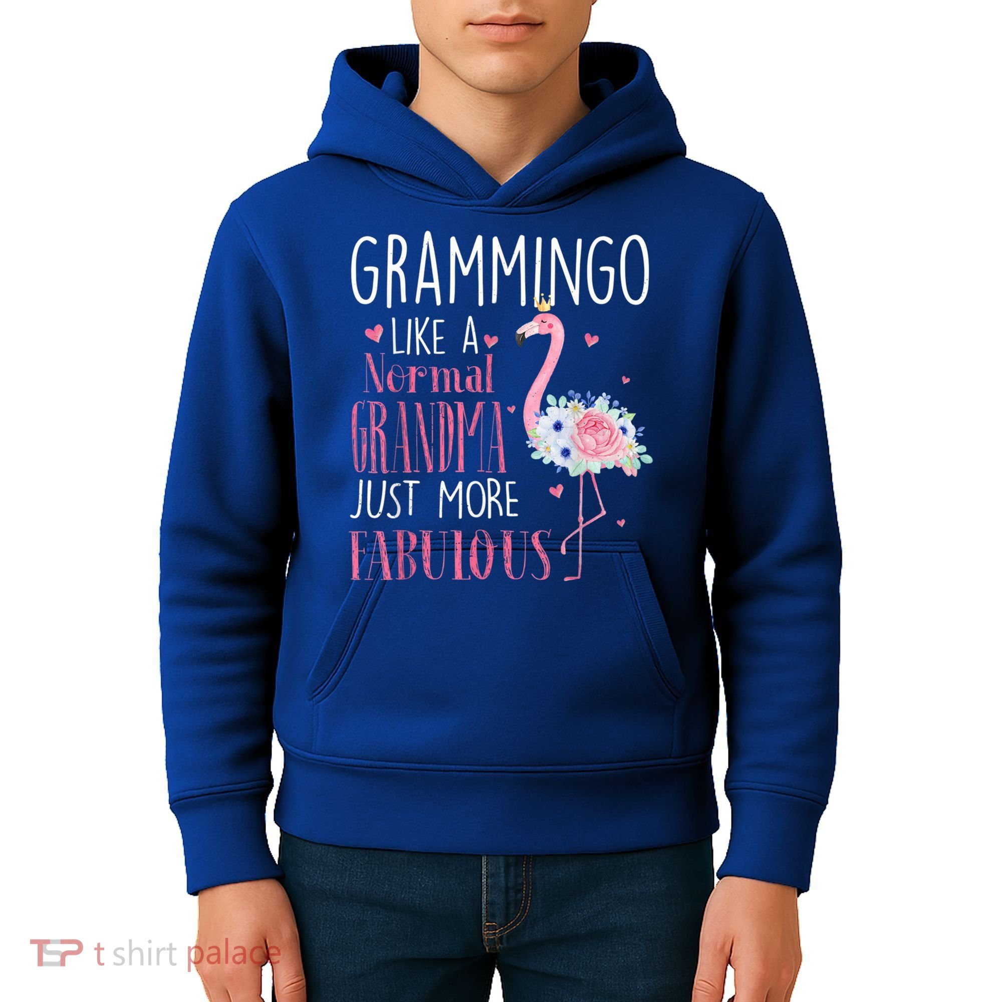 Flamingo Grammingo Like A Normal Grandma Gift Funny Grandma Cute Gift Kids Hoodie