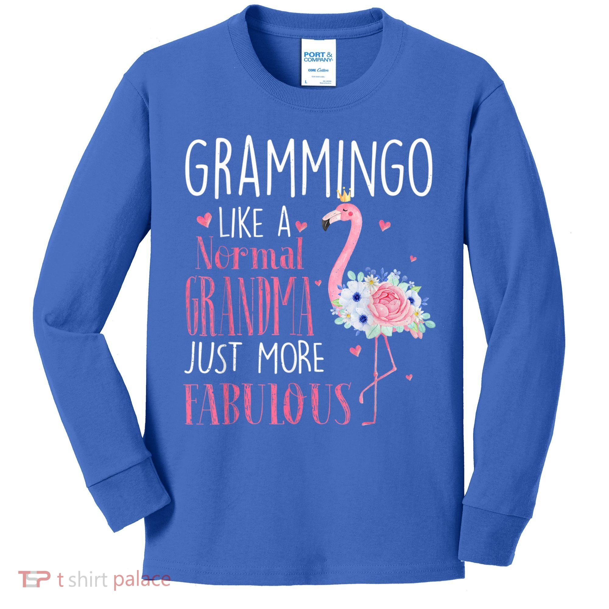 Flamingo Grammingo Like A Normal Grandma Gift Funny Grandma Cute Gift Kids Long Sleeve Shirt