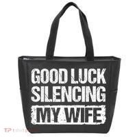 Funny Good Luck Silencing My Wife Tote Bag thumb 0