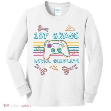 First Grade Level Complete Gamer Kids Long Sleeve Shirt