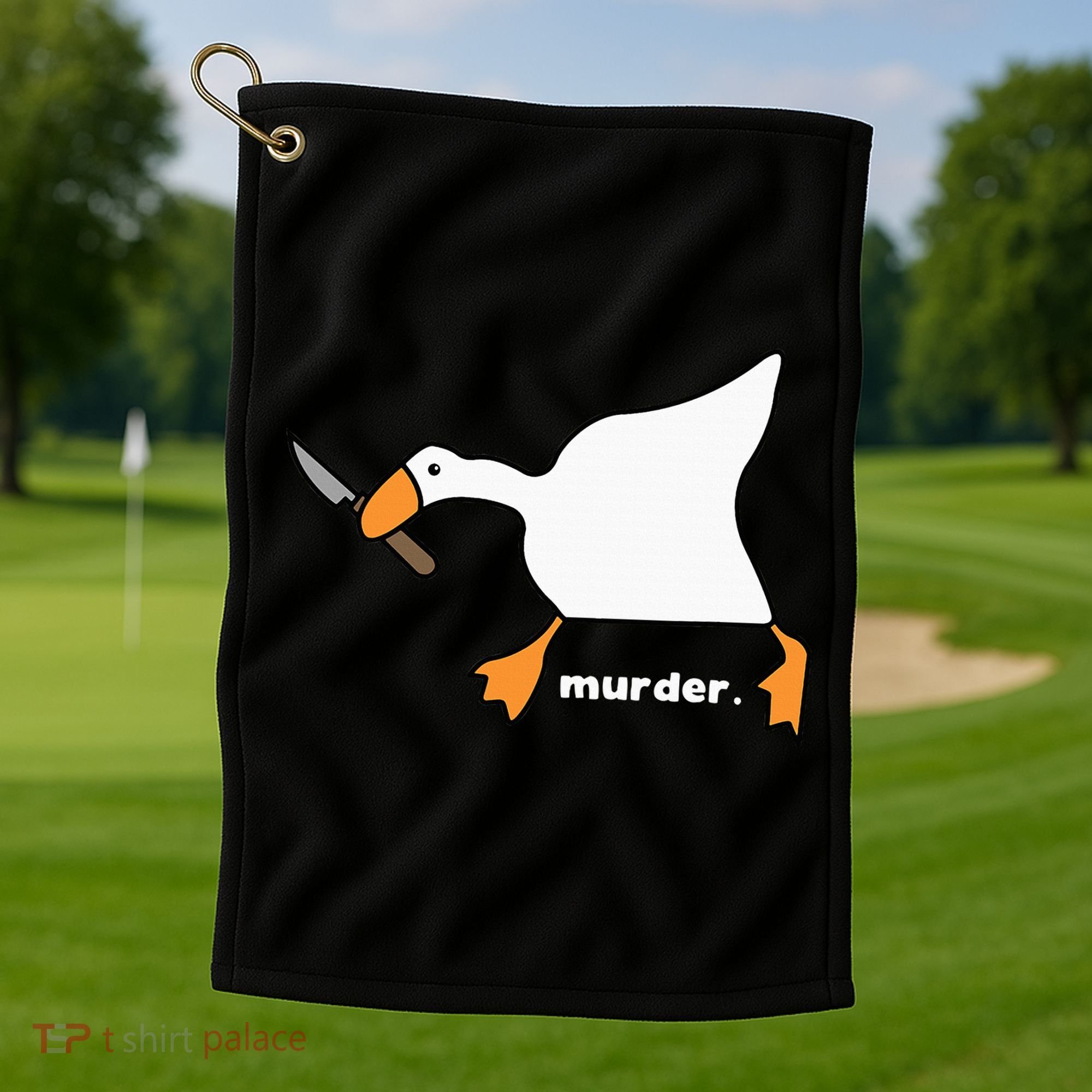 Funny Goose Murder Golf Towel