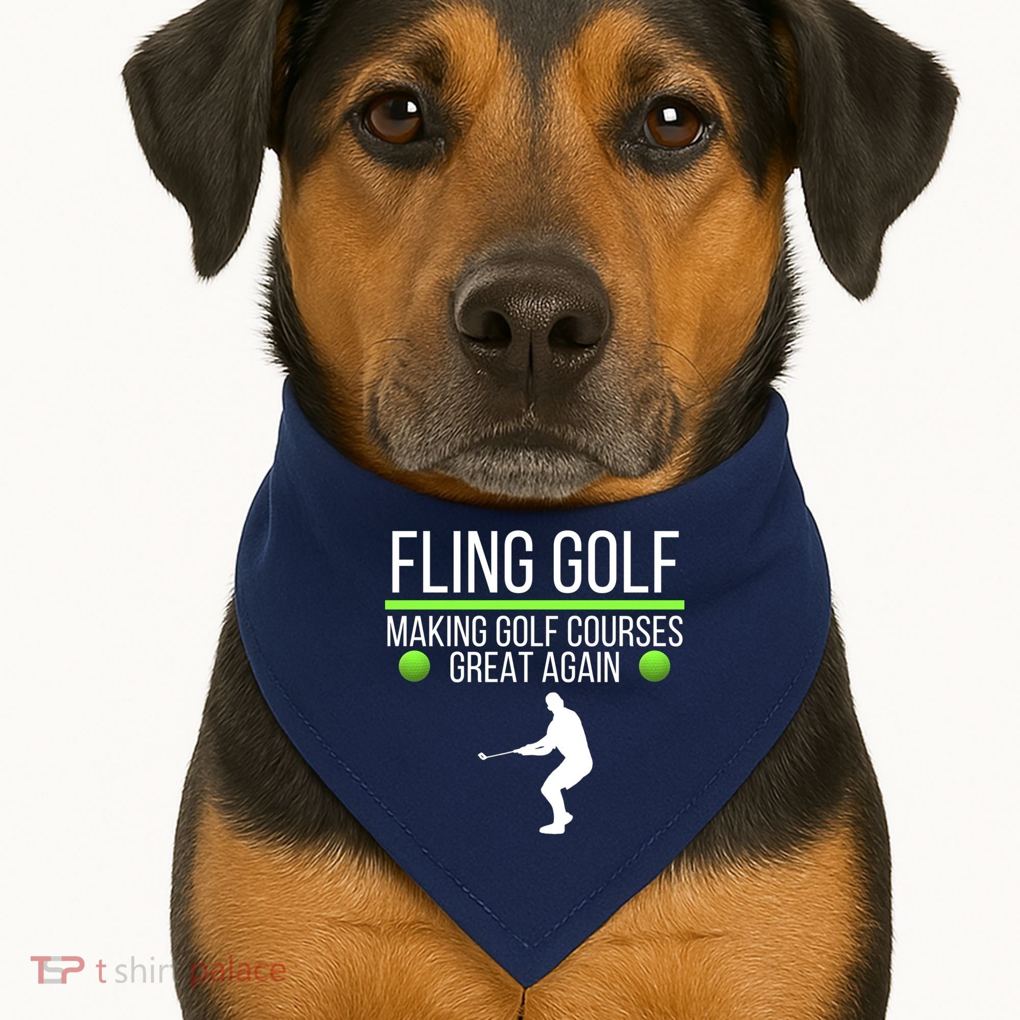 Fling Golf Making Golf Courses Great Again Retro Fling Golf Funny Fling Golf USA-Made Doggie Bandana