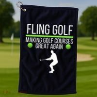 Fling Golf Making Golf Courses Great Again Retro Fling Golf Funny Fling Golf Golf Towel thumb 1