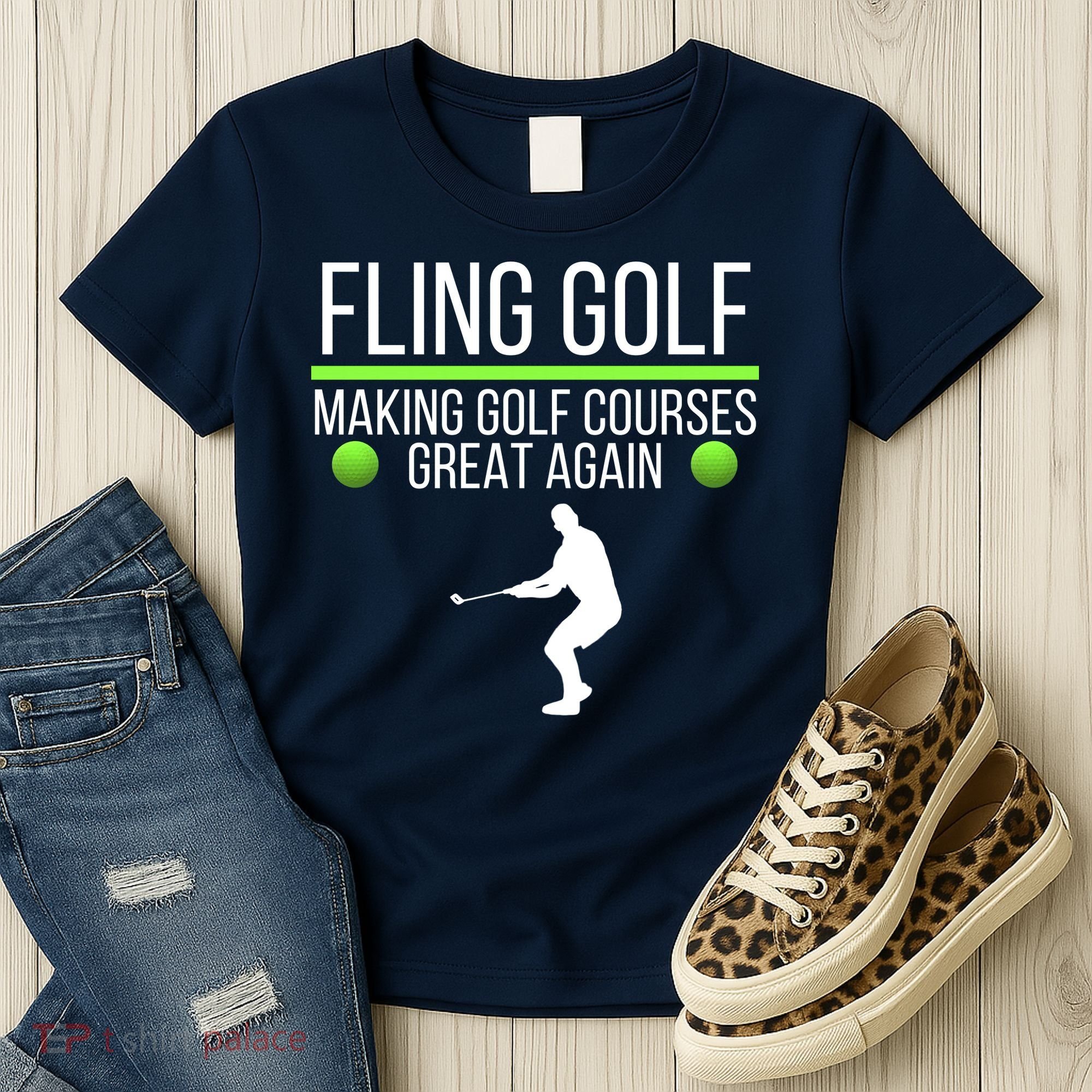 Fling Golf Making Golf Courses Great Again Retro Fling Golf Funny Fling Golf Women's T-Shirt