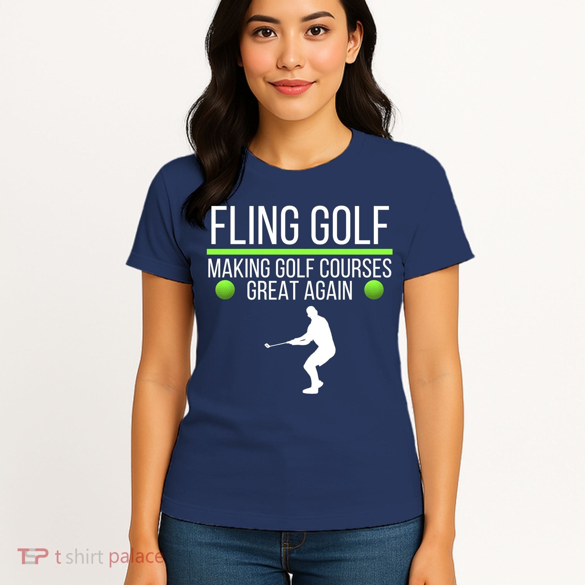 Fling Golf Making Golf Courses Great Again Retro Fling Golf Funny Fling Golf Women's T-Shirt