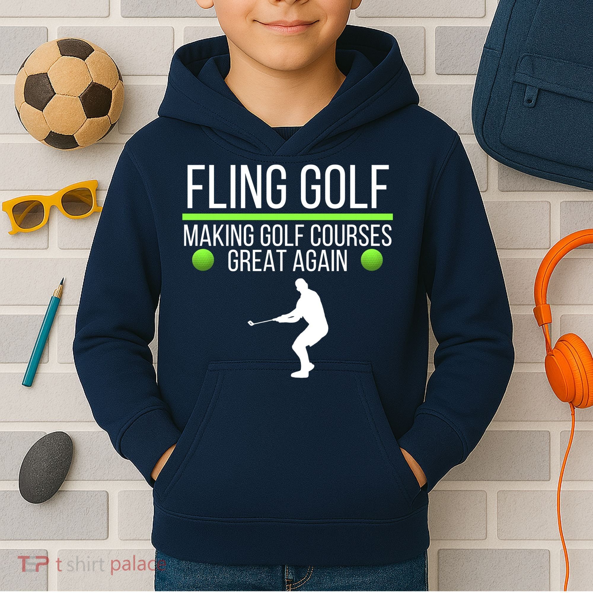 Fling Golf Making Golf Courses Great Again Retro Fling Golf Funny Fling Golf Kids Hoodie