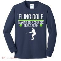 Fling Golf Making Golf Courses Great Again Retro Fling Golf Funny Fling Golf Kids Long Sleeve Shirt thumb 0