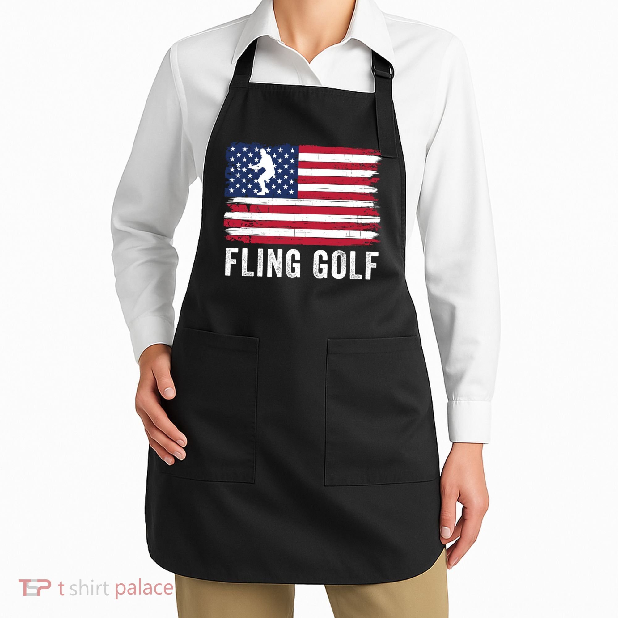 Fling Golf Making Golf Courses Great Again Funny Fling Golf Fun New Golf Game Apron