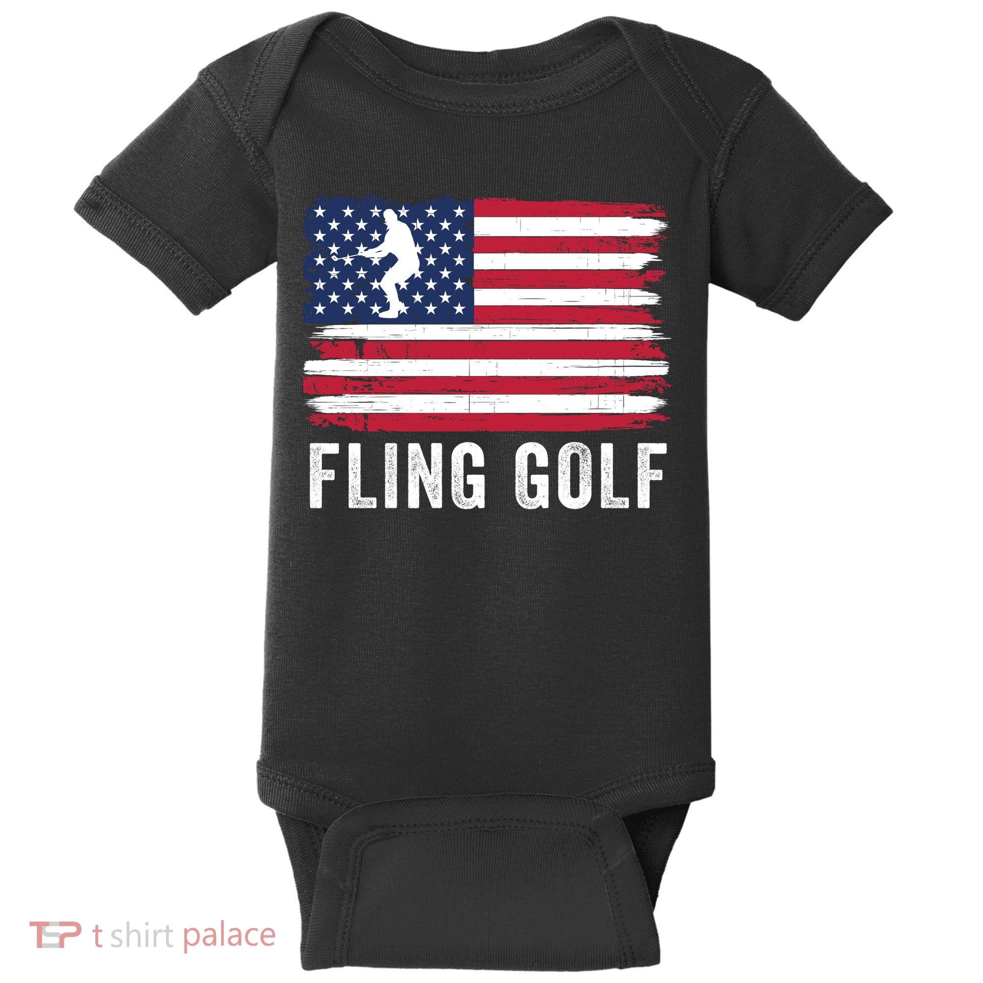 Fling Golf Making Golf Courses Great Again Funny Fling Golf Fun New Golf Game Baby Bodysuit